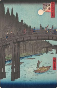 Bamboo Market at Capital Bridge, 1857., 1857. Creator: Ando Hiroshige