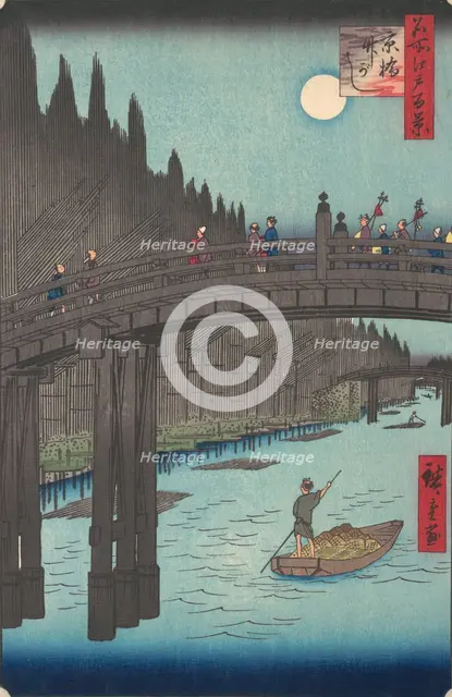 Bamboo Market at Capital Bridge, 1857., 1857. Creator: Ando Hiroshige.