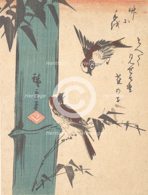 Bamboo and Sparrows, ca. 1840., ca. 1840. Creator: Ando Hiroshige.