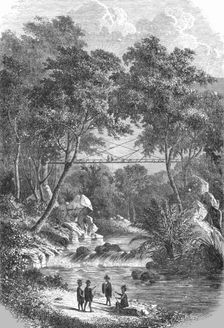 Bamboo Bridge of the Western Dyaks; A Visit to Borneo 1875. Creator: A.M. Cameron