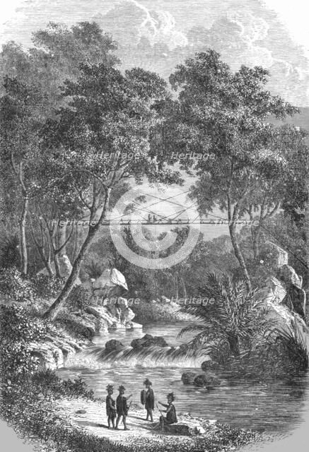 Bamboo Bridge of the Western Dyaks; A Visit to Borneo', 1875. Creator: A.M. Cameron.