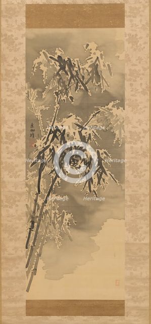 Bamboo in Snow, late 18th century. Creator: Kuwayama Gyokushu.