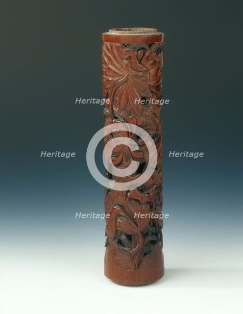 Bamboo incense holder, Qing dynasty, Kangxi period, China, 1662-1722. Creator: Unknown.