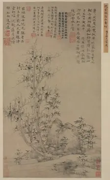 Bamboo, Rock, and Tall Tree, c. 1300s. Creator: Ni Zan (Chinese, 1301-1374)