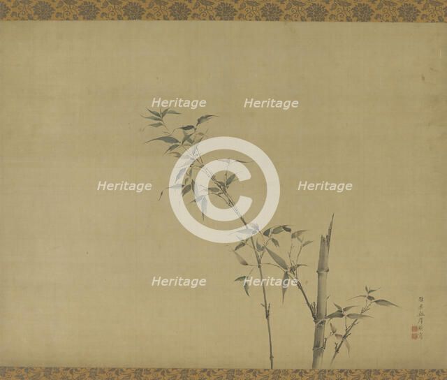 Bamboo stems with branches and foliage, Edo period, 19th century. Creator: Kishi Ganku.