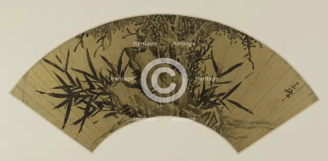 Bamboo, tree and rock, 206. Creator: Wen Boren.