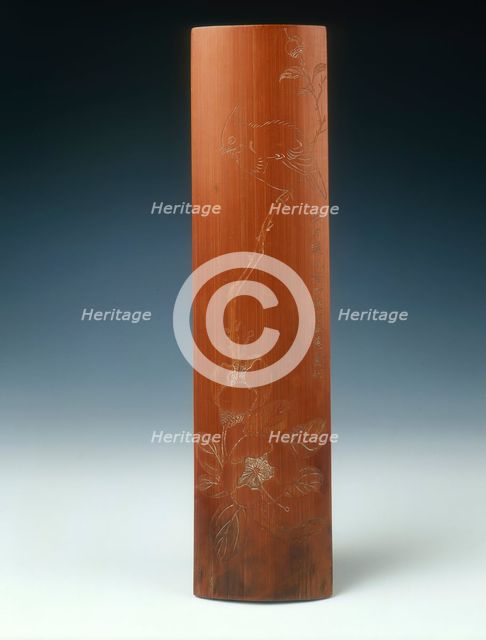Bamboo wrist rest, Qing dynasty, China, 18th century. Creator: Unknown.