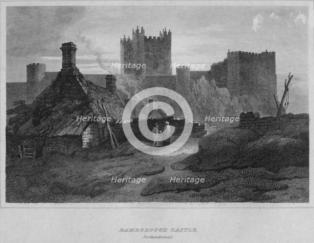 'Bamborough Castle, Northumberland', 1814. Artist: John Greig.
