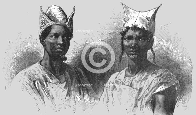 ''Bambaras and their Head-dresses; Journey from the Senegal to the Niger', 1875. Creator: Unknown.