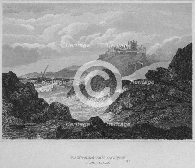 'Bamburgh Castle, Northumberland', 1814. Artist: John Greig.