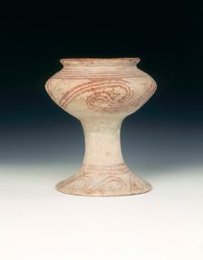 Ban Chiang pottery footed bowl, Thailand, c1000-500 BC. Creator: Unknown
