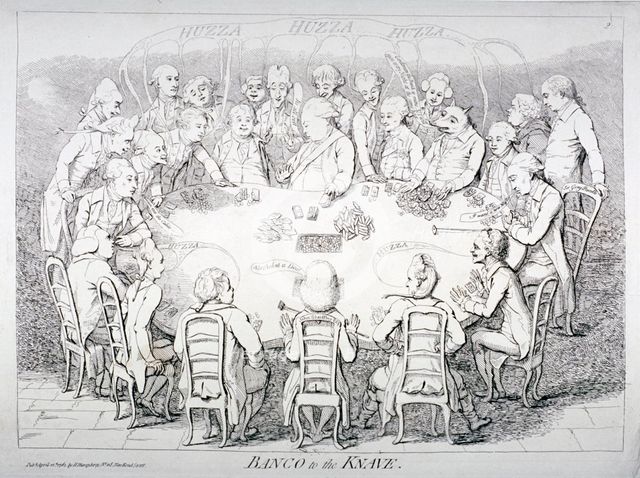 'Banco to the knave', 1782.                   Artist: Anon