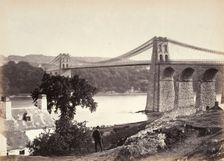 Bangor, Suspension Bridge, From Anglesey (254), Printed 1860 circa. Creator: Francis Bedford