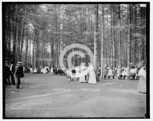 Band concert at Barber Park, Bellows Falls, Vt., between 1900 and 1910. Creator: Unknown.