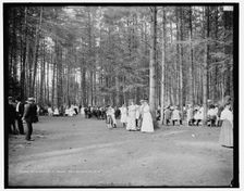 Band concert at Barber Park, Bellows Falls, Vt., between 1900 and 1910. Creator: Unknown
