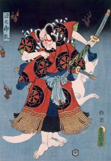 Bando Kamezo as Yokawa Kakuhan in a Scene from "Sembonzakura", pub. 1856. Creator: Utagawa Kunisada (1786-1864)