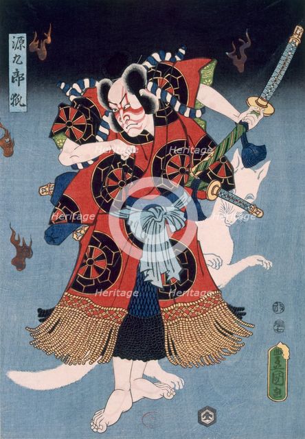 Bando Kamezo as Yokawa Kakuhan in a  Scene from "Sembonzakura", pub. 1856. Creator: Utagawa Kunisada (1786-1864).