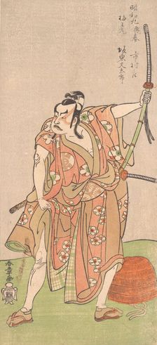 Bando Matataro as Umewomaru in the Drama "Sugewara denju tenarai Kagami", 2nd month, 1772. Creator: Shunsho