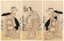 Bando Mitsugoro II as Tennen no Mansaku-kitsune and Ichikawa Monnosuke III as Nikaido..., 1778. Creator: Torii Kiyonaga