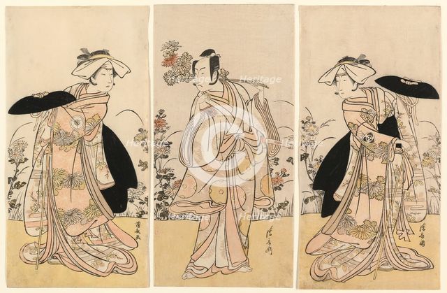 Bando Mitsugoro II as Tennen no Mansaku-kitsune and Ichikawa Monnosuke III as Nikaido..., 1778. Creator: Torii Kiyonaga.