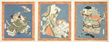Bando Mitsugoro III as Minamoto no Yorimasa (right), Segawa Kikunojo V as Ayame no..., c. 1822. Creator: Utagawa Kunisada