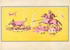 Bandbox Design - Hunting Scene, c. 1936. Creator: Harold Merriam