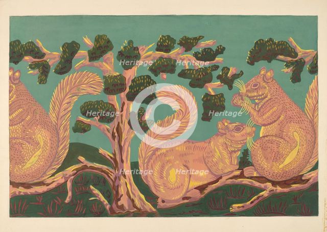 Bandbox Design - Squirrels, c. 1938. Creator: Isabella Ruth Doerfler.