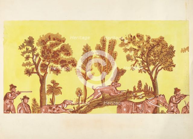 Bandbox Design (Rabbit Hunt), 1935/1942. Creator: Unknown.
