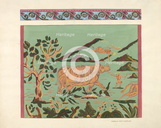 Bandbox Design - Rhino, 1935/1942. Creator: Isabella Ruth Doerfler.