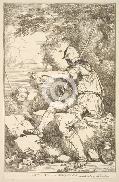 Banditti Taking His Post (from Fifteen Etchings Dedicated to Sir Joshua Reynol..., December 8, 1778. Creator: John Hamilton Mortimer.