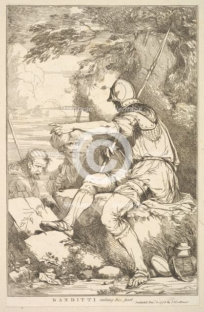 Banditti Taking His Post (from Fifteen Etchings Dedicated to Sir Joshua Reynol..., December 8, 1778. Creator: John Hamilton Mortimer.