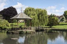 Bandstand and pond, Gheluvelt Park, Barbourne, Worcester, Worcestershire, 2015. Artist: Steven Baker