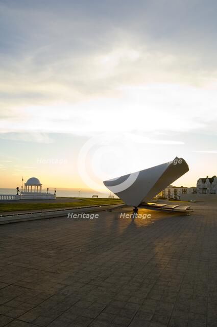 Bandstand and seafront shelter in front of the De La Warr Pavilion, Bexhill-on-Sea, Sussex, 2006. Artist: Derek Kendall.