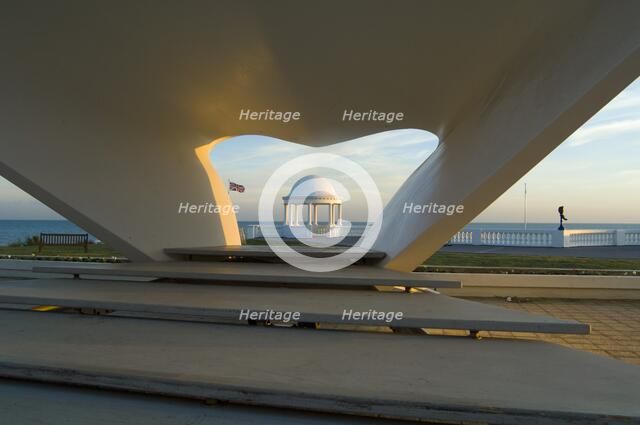 Bandstand and seafront shelter in front of the De La Warr Pavilion, Bexhill-on-Sea, Sussex, 2006. Artist: Derek Kendall.