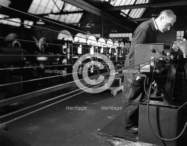 Bandsaws being sharpened at Slack Sellars & Co, Sheffield, South Yorkshire, 1963. Artist: Michael Walters