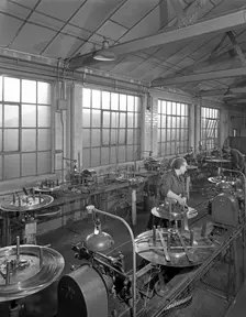 Bandsaw sharpening at Slack Sellars & Co, Sheffield, South Yorkshire, 1963. Creator: Michael Walters
