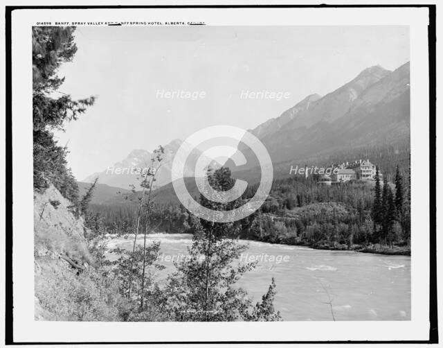 Banff, Spray Valley and Banff Springs Hotel, Alberta, Canada, c1902. Creator: Unknown.