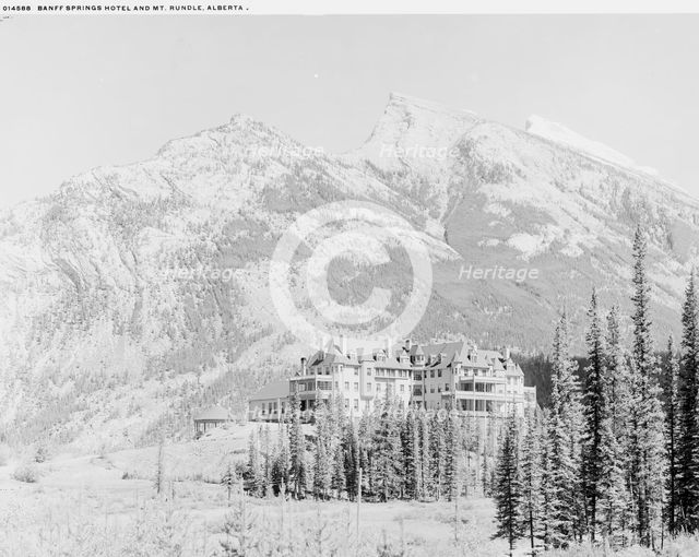 Banff Springs Hotel and Mt. Rundle, Alberta, between 1900 and 1906. Creator: Unknown.