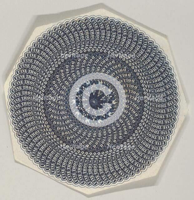 Banknote motif: a circular lathe work design composed out of the repetition of the ..., ca. 1824-42. Creator: Durand, Perkins & Co.