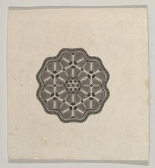 Banknote motif: a small six lobed ornament with a rope border, the interior adorned..., ca. 1824-42. Creator: Durand, Perkins & Co