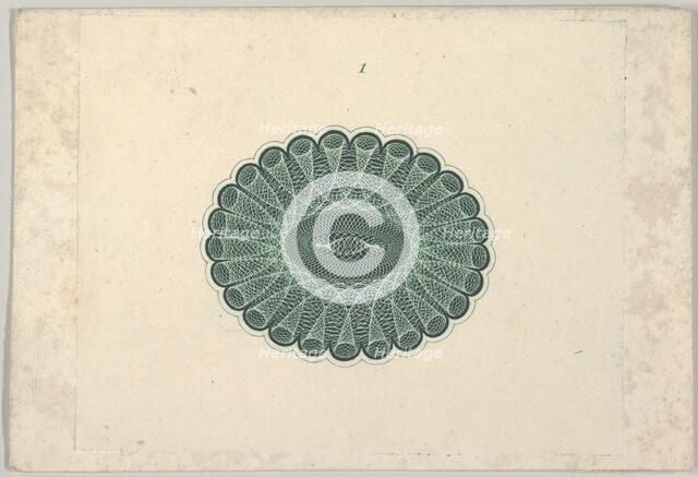 Banknote motif: oval lathe work ornament resembling a lace ruff, ca. 1824-42. Creator: Durand, Perkins & Co.