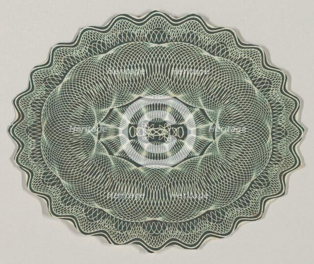 Banknote motif: oval of lathe work ornament with a wavy edge, ca. 1824-42. Creator: Durand, Perkins & Co.