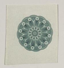 Banknote motif: small circular ornament containing floral lathe work, ca. 1824-42. Creator: Durand, Perkins & Co