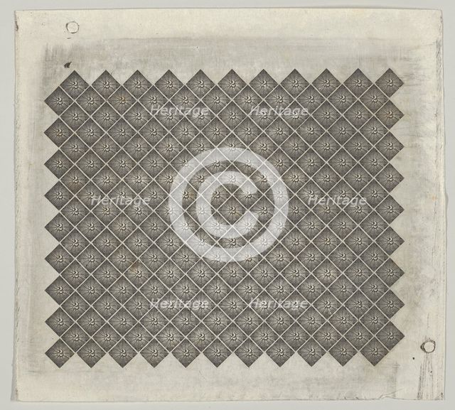 Banknote motif: panel of lathe work ornament composed of tiny 2s each set in a diam..., ca. 1824-42. Creator: Durand, Perkins & Co.