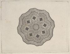 Banknote motif: rounded ornamental lathe work design with a wavy edge, ca. 1824-42. Creator: Durand, Perkins & Co
