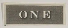 Banknote motif: the word ONE against a rectangle of ornamental basket-like lathe wo..., ca. 1824-42. Creator: Durand, Perkins & Co