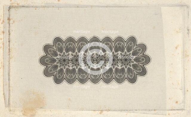 Banknote motifs: panel of lathe work ornament with rounded ends, with a repeating f..., ca. 1824-42. Creator: Durand, Perkins & Co.