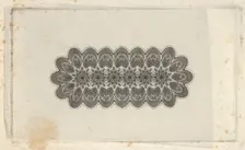 Banknote motifs: panel of lathe work ornament with rounded ends, with a repeating f..., ca. 1824-42. Creator: Durand, Perkins & Co