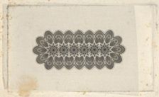 Banknote motifs: panel of lathe work ornament with rounded ends, with a repeating f..., ca. 1824-42. Creator: Durand, Perkins & Co