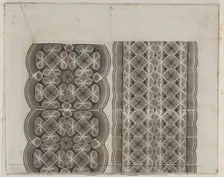 Banknote motifs: two bands of lace-like lathe work ornament, ca. 1824-42. Creator: Durand, Perkins & Co